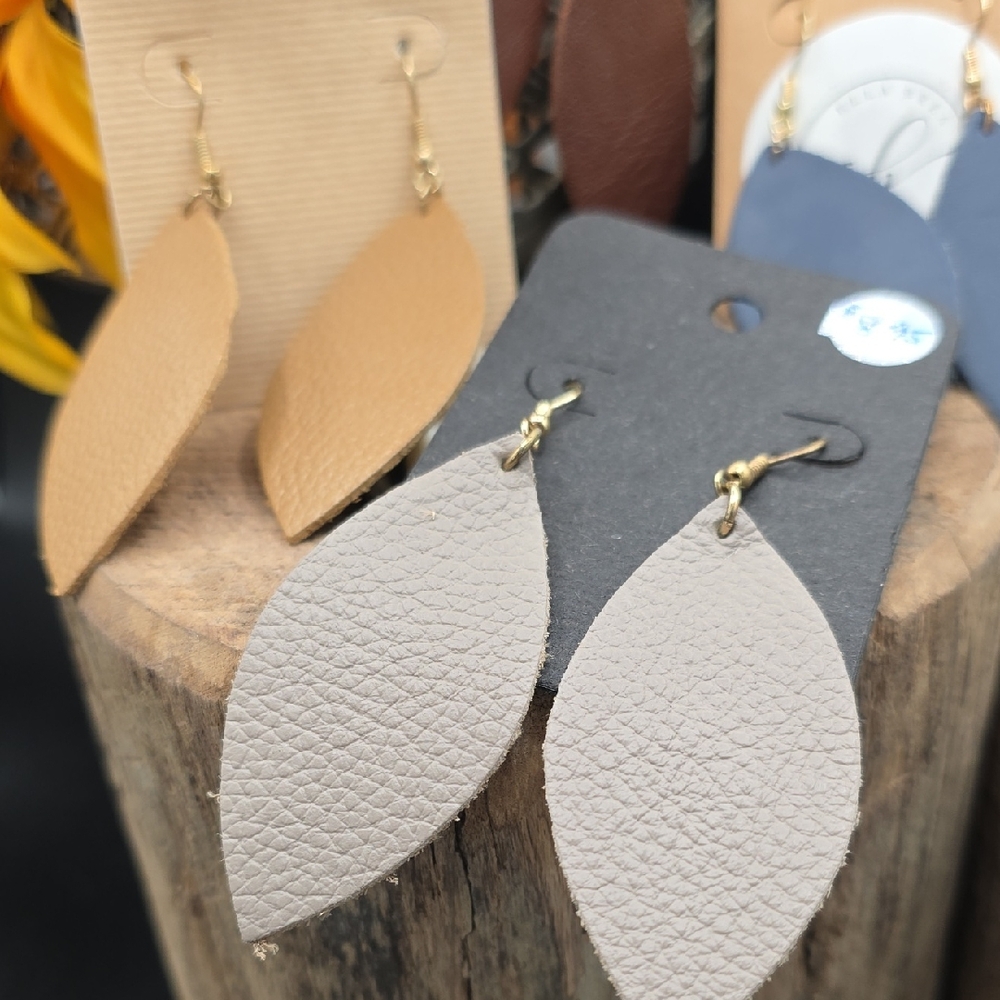 Leather Leaf Earrings - 7 Colors Available